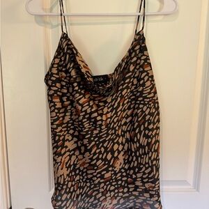 Fab'rik Women's Black and Brown Cowl Neck Top